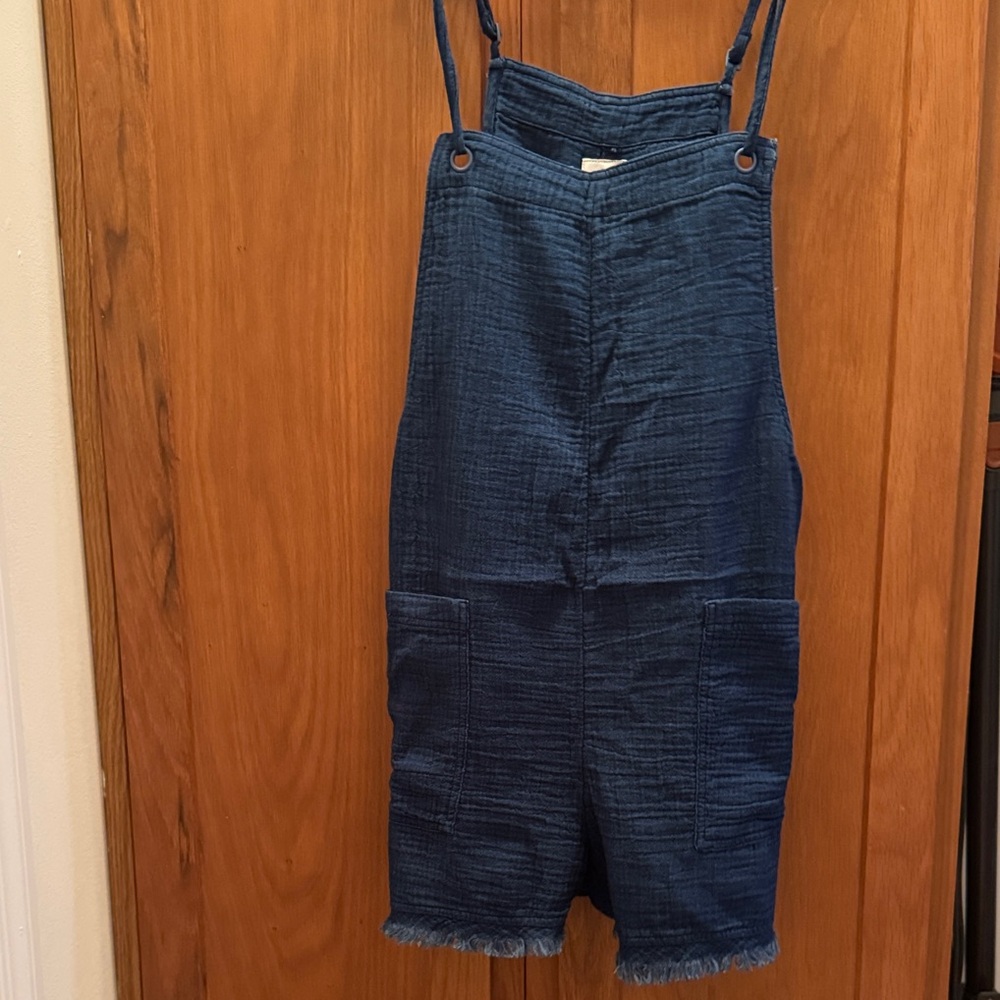 NWT aerie Navy Textured Short Overalls Romper